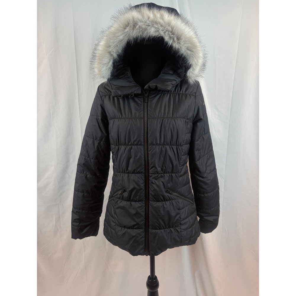 Columbia Black Puffer Jacket with Faux Fur Hood